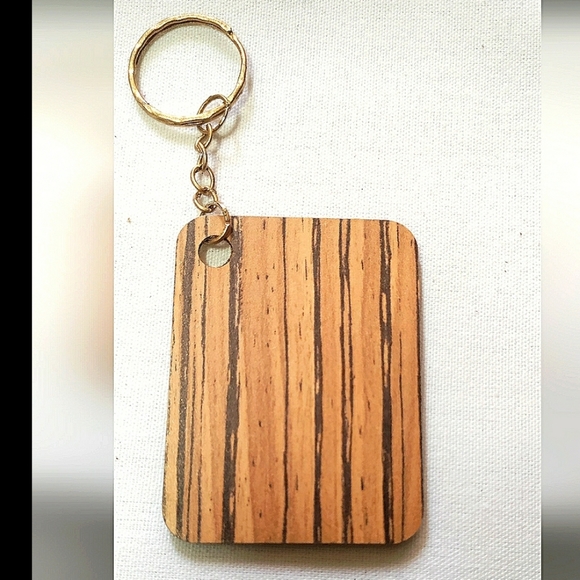NEW Handcrafted Keychain Bag Tag! Italian Wood SD3. "I LOVE My Bag!" Wood Heart. - Picture 2 of 6
